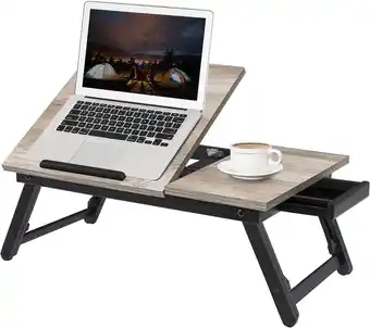 Amazon SONGMICS Laptoptafel, laptopstandaard, ontbijtblad, inklapbare poten, voor bed en bank, in hoogte verstelbaar, voor laptops t aanbieding