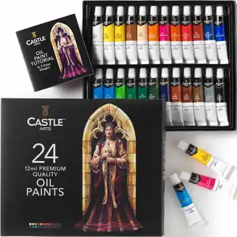 Amazon Castle Art Supplies Olieverfset Voor Kunstenaars of Beginners - 24 Levendige Olieverf Kleuren - Professionele Schilderijenset aanbieding