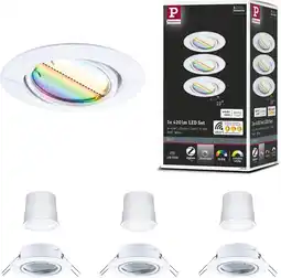 Amazon Paulmann 92466 LED inbouwlamp Base Smart Home Zigbee basisset zwenkbaar rond 230V 3x4,9W 3x420lm dimbaar 90mm wit metaal RGBW aanbieding