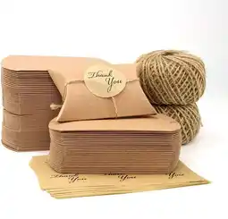 Amazon VEESUN 120 STUKS Kleine Geschenkdoos, Kraft Papieren Zakken, Kado Dozen met Bedanksticker, 6x9x2.5cm Bruin DIY Trouwbedankjes aanbieding