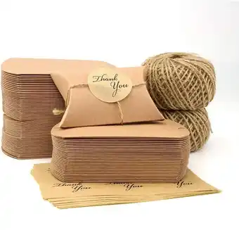 Amazon VEESUN 120 STUKS Kleine Geschenkdoos, Kraft Papieren Zakken, Kado Dozen met Bedanksticker, 6x9x2.5cm Bruin DIY Trouwbedankjes aanbieding