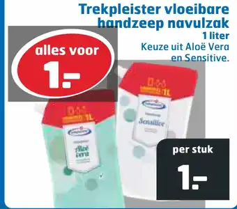 Trekpleister Trekpleister vloeibare handzeep navulzak 1liter aanbieding