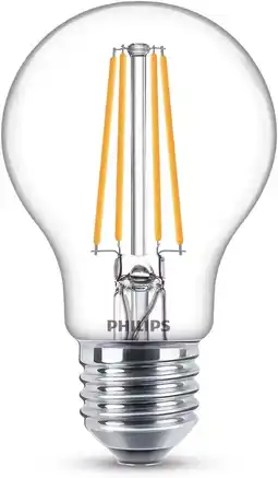 Amazon Philips LED-lamp 6-pack - Warmwit licht - E27 - 60 W - Transparant - Energiezuinige LED-verlichting - Decoratieve filamentlam aanbieding