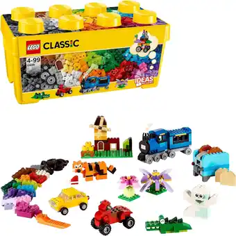 Amazon LEGO Classic Creatieve medium Opbergdoos met Kleurrijke Stenen, Wielen en Ramen, Origineel Cadeau voor Jongens of Meisjes van aanbieding