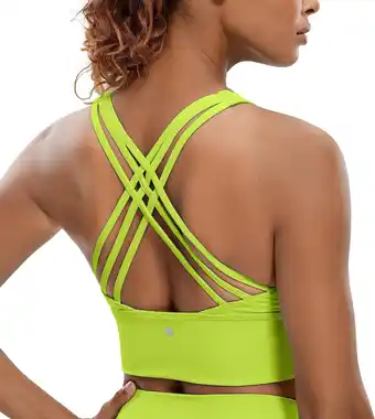 Amazon CRZ YOGA Dames Longline Sport BH Gewatteerde BH Top Wirefree Gewatteerde Yoga Crop Tops aanbieding