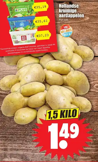 Dirk Hollandse kruimige aardappelen 1.5 kilo aanbieding