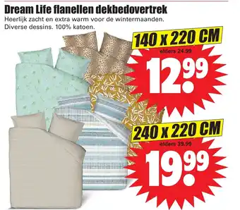 Dirk Dream Life flanellen dekbedovertrek 140x220 cm aanbieding