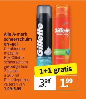 Albert Heijn All A-merk scheerschuim en -gel 200ml aanbieding