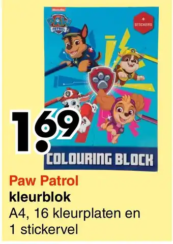 Wibra Paw Patrol kleurblok A4 aanbieding