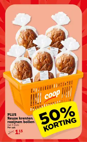 Coop Plus reuze krenten rozijnen bollen aanbieding