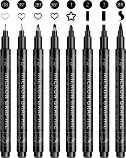 Amazon OFFCUP Fineliner, 8 stuks pennen voor kunstenaars, micron fineliner, handlettering, fineliner-set met 8 lijnbreedtes voor ill aanbieding