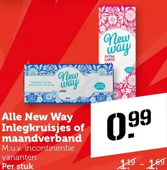 Coop Alle New Way Inlegkruisjes of maandverband aanbieding