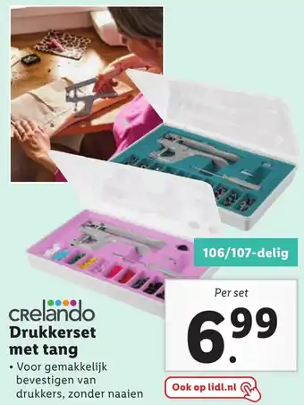 Lidl CRelando Drukkerset met tang aanbieding