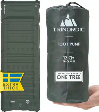 Amazon Trinordic 12cm Opblaasbare Camping Slaapmat - Extra Dik & Breed met Voetpomp & Kussen - Lichtgewicht Luchtbed voor Kamperen, aanbieding