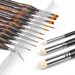 Amazon Set Modelbouw Penselen - 11 Premium Fijne Detail Penselen + 3 drybrush voor Acryl, Miniaturen, Model, Warhammer 40k, DND, Val aanbieding