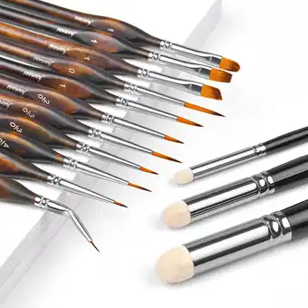 Amazon Set Modelbouw Penselen - 11 Premium Fijne Detail Penselen + 3 drybrush voor Acryl, Miniaturen, Model, Warhammer 40k, DND, Val aanbieding