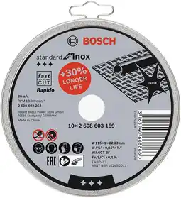 Amazon Bosch 2608603254 Professional slijpschijf rechte standaard voor Inox - Rapido 115 mm, wit aanbieding
