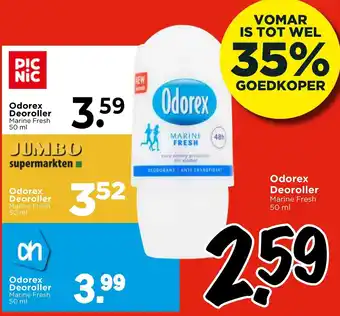 Vomar Voordeelmarkt Odorex Deoroller aanbieding
