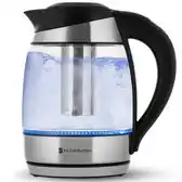 Bol.com KitchenBrothers Waterkoker - Elektrisch - 18L - Temperatuurregeling - Glazen Waterkoker - Warmhoudfunctie - met Theefilter - aanbieding
