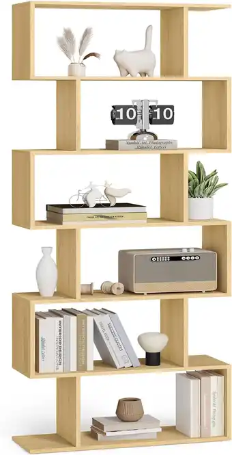Amazon VASAGLE Boekenkast, 6-laags boekenplank, vrijstaande boekenplank, kantoorplank, vrijstaand, decoratieve plank, voor weergave, aanbieding
