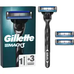 Jumbo Gillette Mach3, 1 Handvat, 3 Navulmesjes Voor Mannen aanbieding