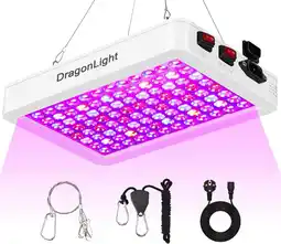 Amazon DragonLight BW1000 Plantenlamp, volledig spectrum met UV IR, dubbele chips, led-groeilamp met 3 meter kabel voor broeikas en  aanbieding