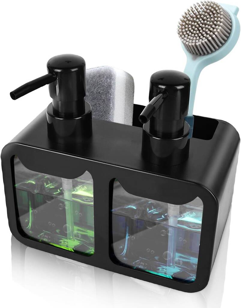 thumbnail: PRITOK Zeepdispenser Met Spons & Borstel – Keuken Organizer Set Met Antislip Mat Voor Aanrecht