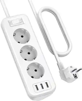 Amazon SUDEERY 3-voudige stekkerdoos met 3 USB, multifunctionele verdeeldoos, hoekstopcontact met schakelaar, meervoudige contactdoo aanbieding