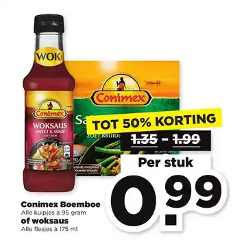 PLUS Conimex Boemboe Of Woksaus Tot 50% Korting aanbieding