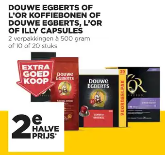 Jumbo Douwe egberts of L'Or Koffiebonen of Douwe egberts, L'Or of Illy Capsules 500g aanbieding