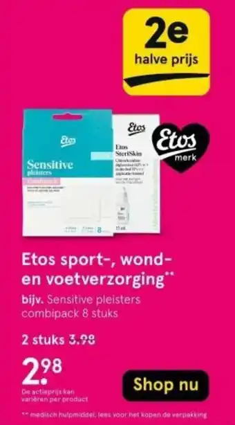 Etos sport, wond en voetverzorging" aanbieding