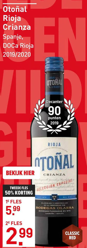Otoñal Rioja Crianza aanbieding bij Gall & Gall