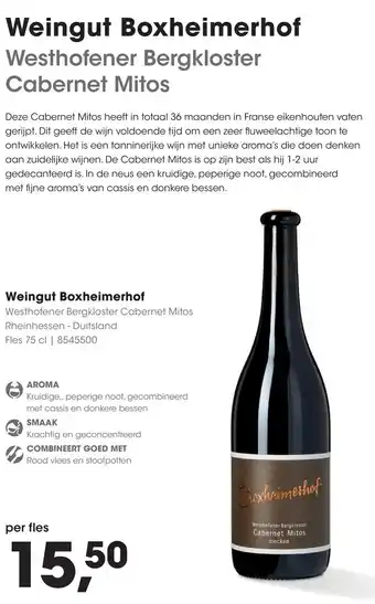 HANOS Weingut Boxheimerhof Westhofener Bergkloster Cabernet Mitos aanbieding