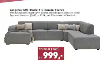 Woonsquare Longchair+2½+Hoek+1½-Terminal Firenze Trendy Hoekbank aanbieding