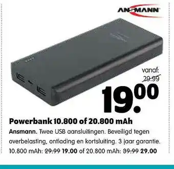 Plentyparts Powerbank 10.800 Of 20.800 MAh Ansmann aanbieding