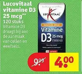 Kruidvat Lucovitaal Vitamine D3 25 Mcg aanbieding