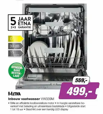 EP Etna Inbouw Vaatwasser VW339M aanbieding