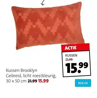 Intratuin Kussen Brooklyn Gebreid, Licht Roestkleurig aanbieding