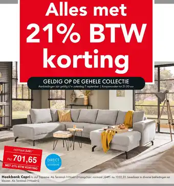 Woonsquare Hoekbank Capri aanbieding