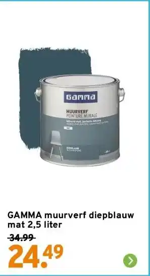 GAMMA GAMMA muurverf diepblauw mat 2,5 liter aanbieding