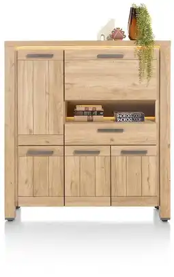 Henders & Hazel Delmonte, Highboard 130 Cm - 4-Deuren + 1-Lade + 1-Klep + 1-Niche (LED + Dimmer) aanbieding