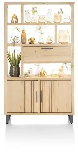 Henders & Hazel Pavie, Bergkast Open 125 Cm - 2-Deuren + 1-Klep + 6-Niches (+ LED) - Natural aanbieding