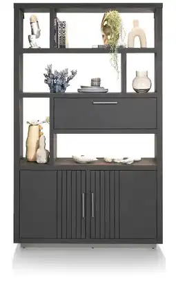 Henders & Hazel Pavie, Bergkast Open 125 Cm - 2-Deuren + 1-Klep + 6-Niches (+ LED) - Castle Black aanbieding