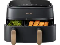 MediaMarkt Philips 3000 Series Dual Basket Airfryer Zwart aanbieding