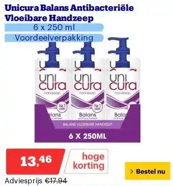 Bol.com Unicura Balans Antibacteriële Vloeibare Handzeep aanbieding