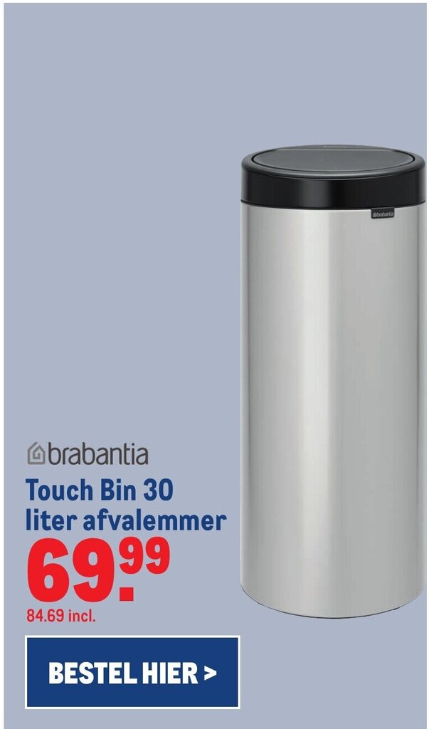Brabantia Bo Touch Bin Afvalemmer 30L Wit