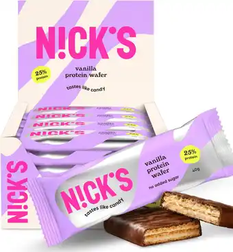 Amazon NICKS Proteïnewafelrepen Vanille | 25% eiwit | 203 calorieën | Koolhydraatarm wafeltje, geen toegevoegde suikers, glutenvrij aanbieding