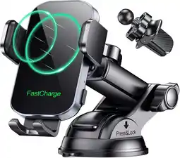 Amazon Glangeh 15 W telefoonhouder voor auto, inductie, [automatisch klemmen] inductielader voor auto, draadloos, snel [militaire zu aanbieding