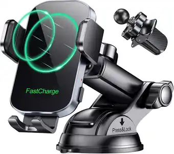 Amazon Glangeh 15 W telefoonhouder voor auto, inductie, [automatisch klemmen] inductielader voor auto, draadloos, snel [militaire zu aanbieding