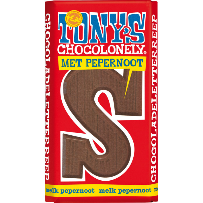 Tony's Chocolonely Chocoladeletter melk pepernoot aanbieding bij Albert Heijn Tony's Chocolonely Chocoladeletter melk pepernoot aanbieding bij Albert Heijn